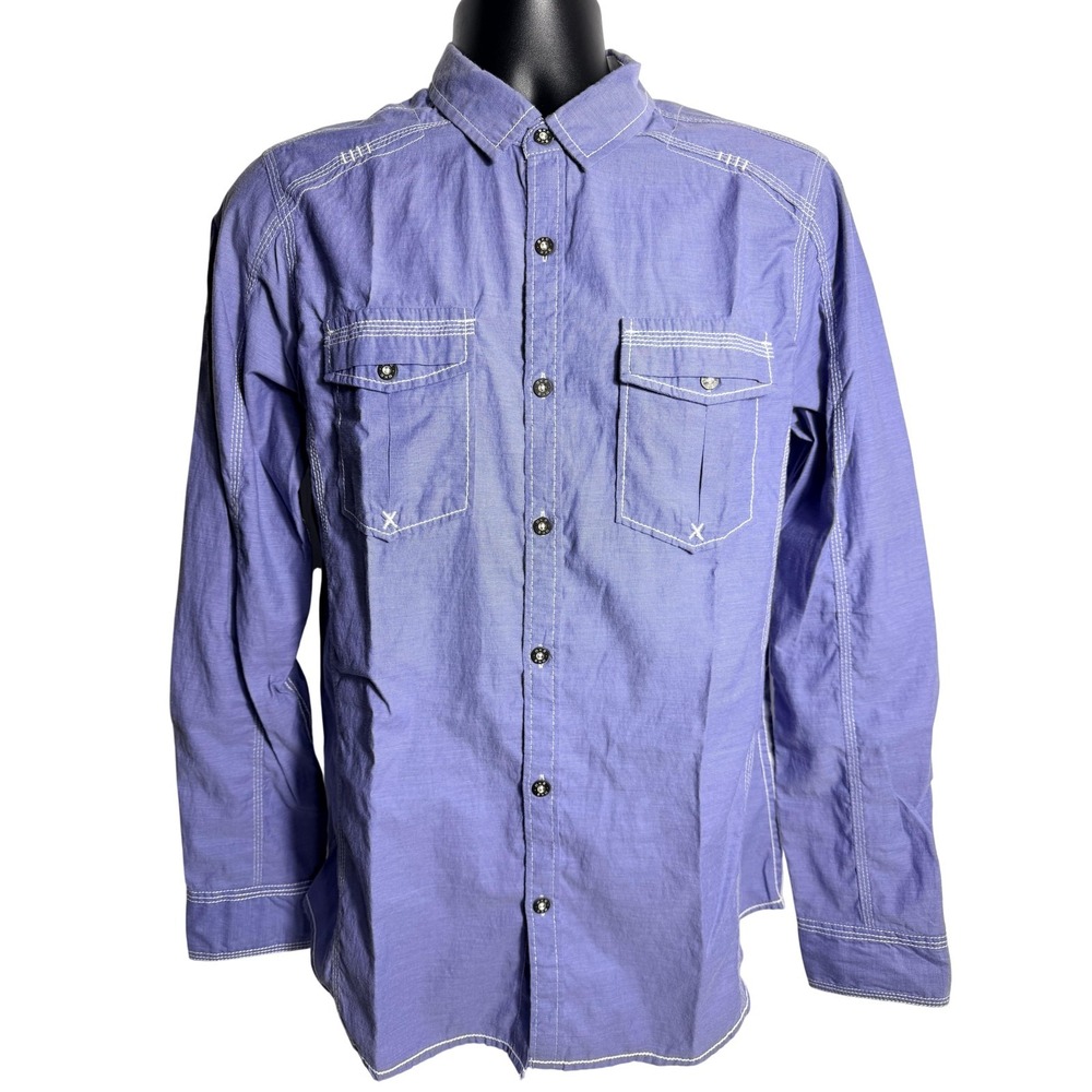 BKE Shirt Mens Medium Purple Solid Long‎ Sleeve Button Up Western Standard Fit